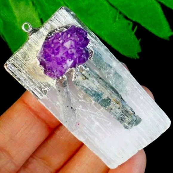 Jewelry - Satin spar with amethyst and Kyanite